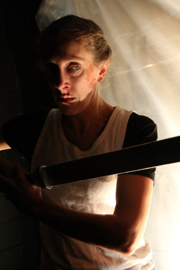 Warrior woman holder our a sword