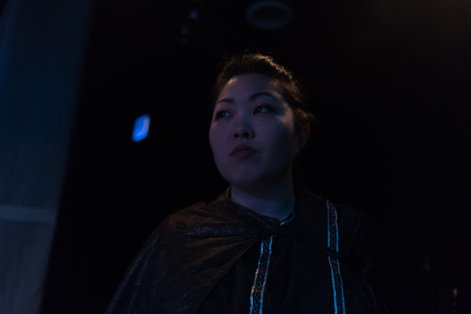 Montano, a soldier, stands in the dark