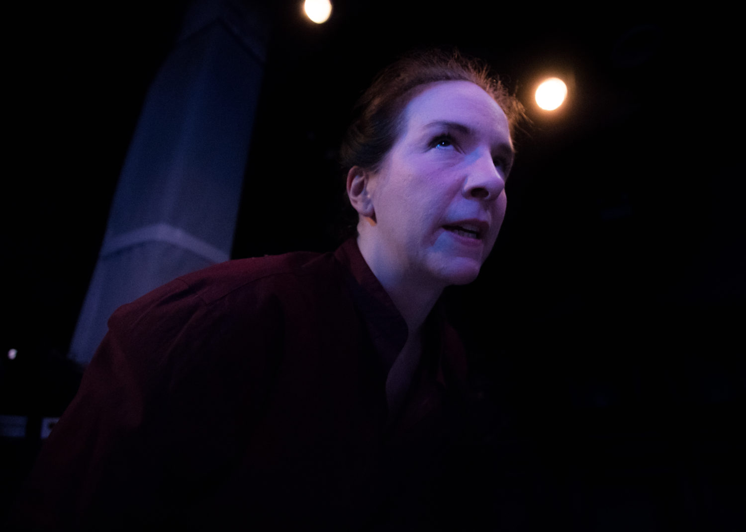 Iago looks up intensely