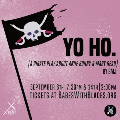 Fighting Words Festival play, Yo Ho. Image of flag with a scull on it.